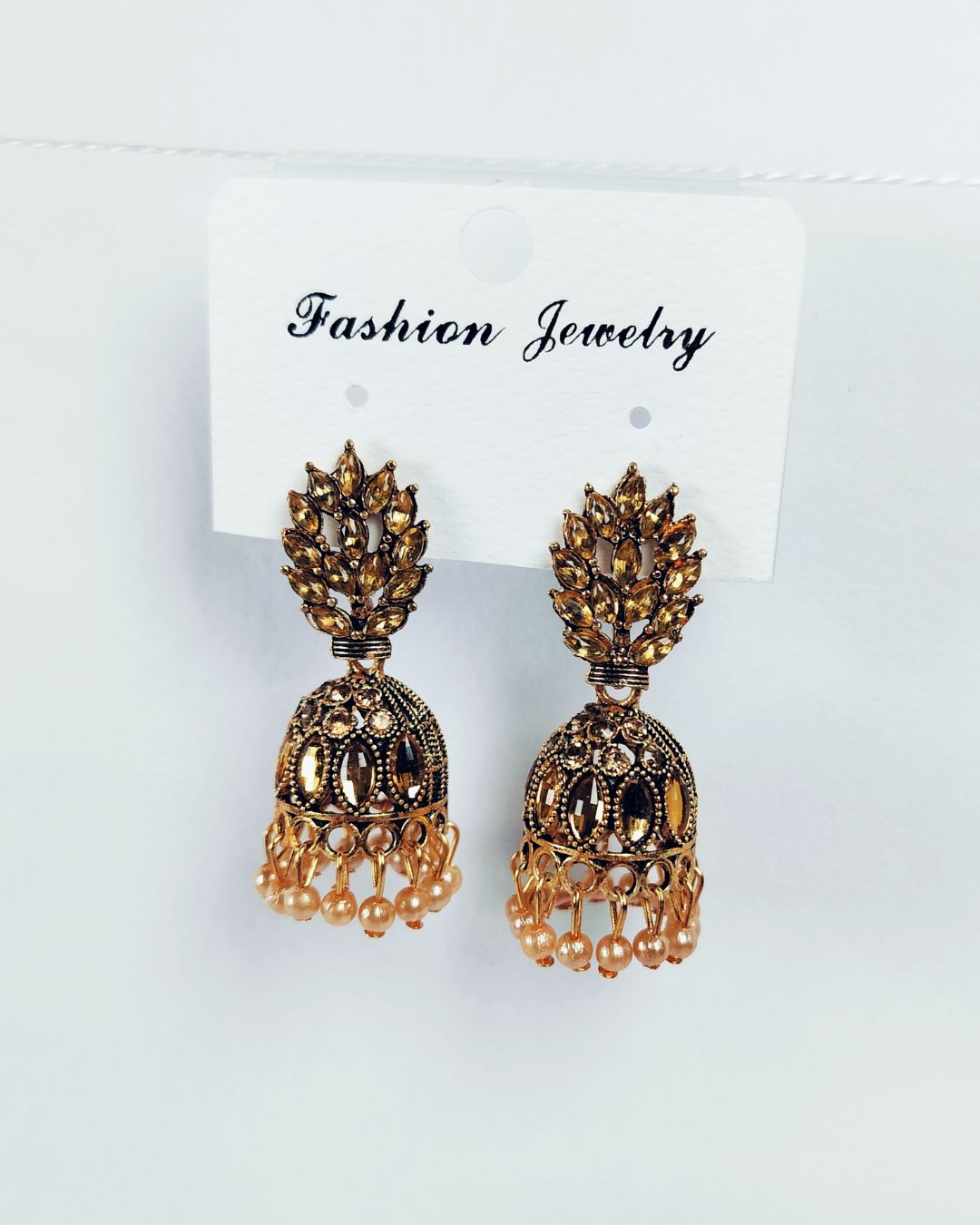 Ethnic Jhumka Earrings with Golden Beads
