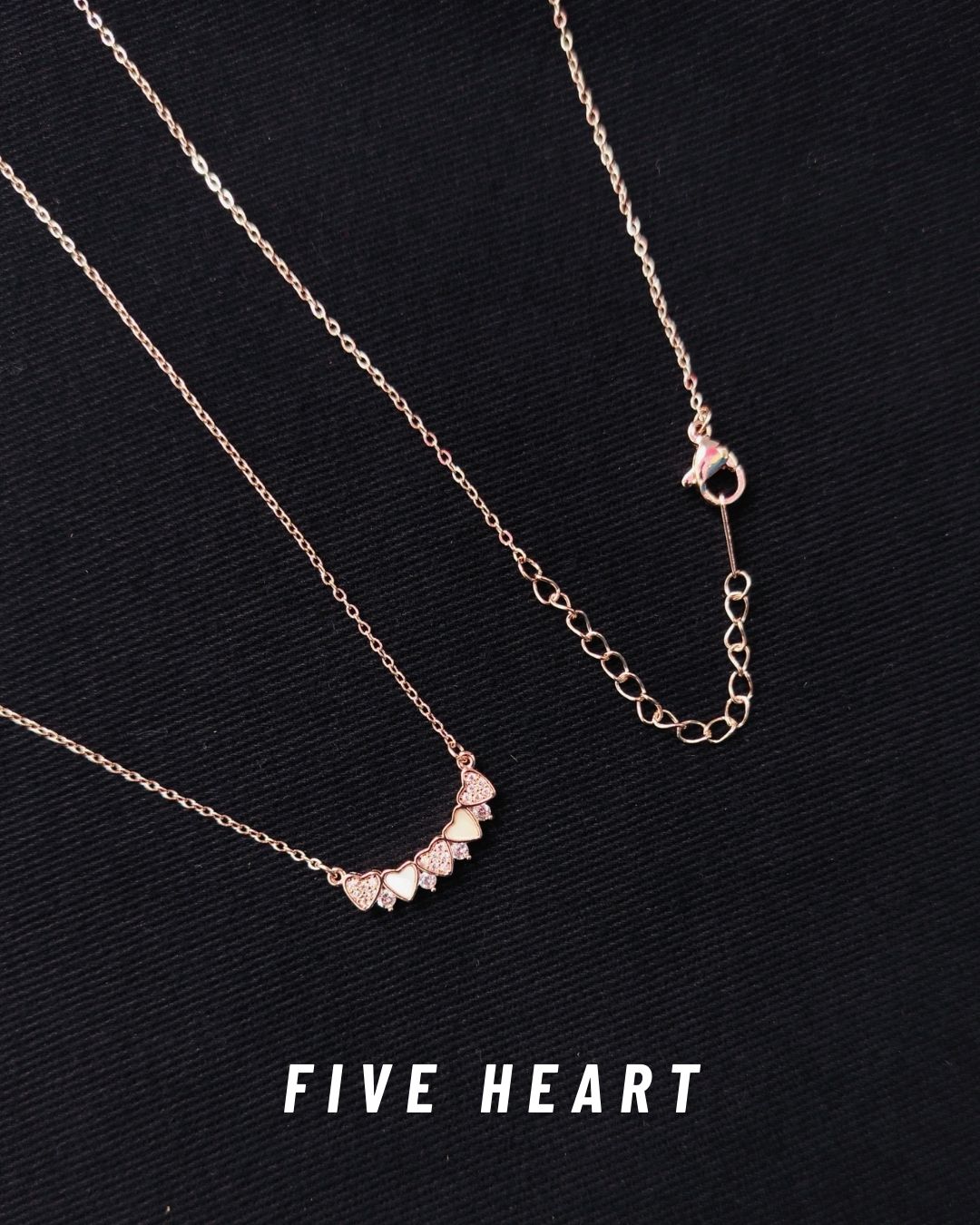 Rose Gold Five Heart Chain