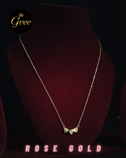 Rose Gold Three Heart Chain
