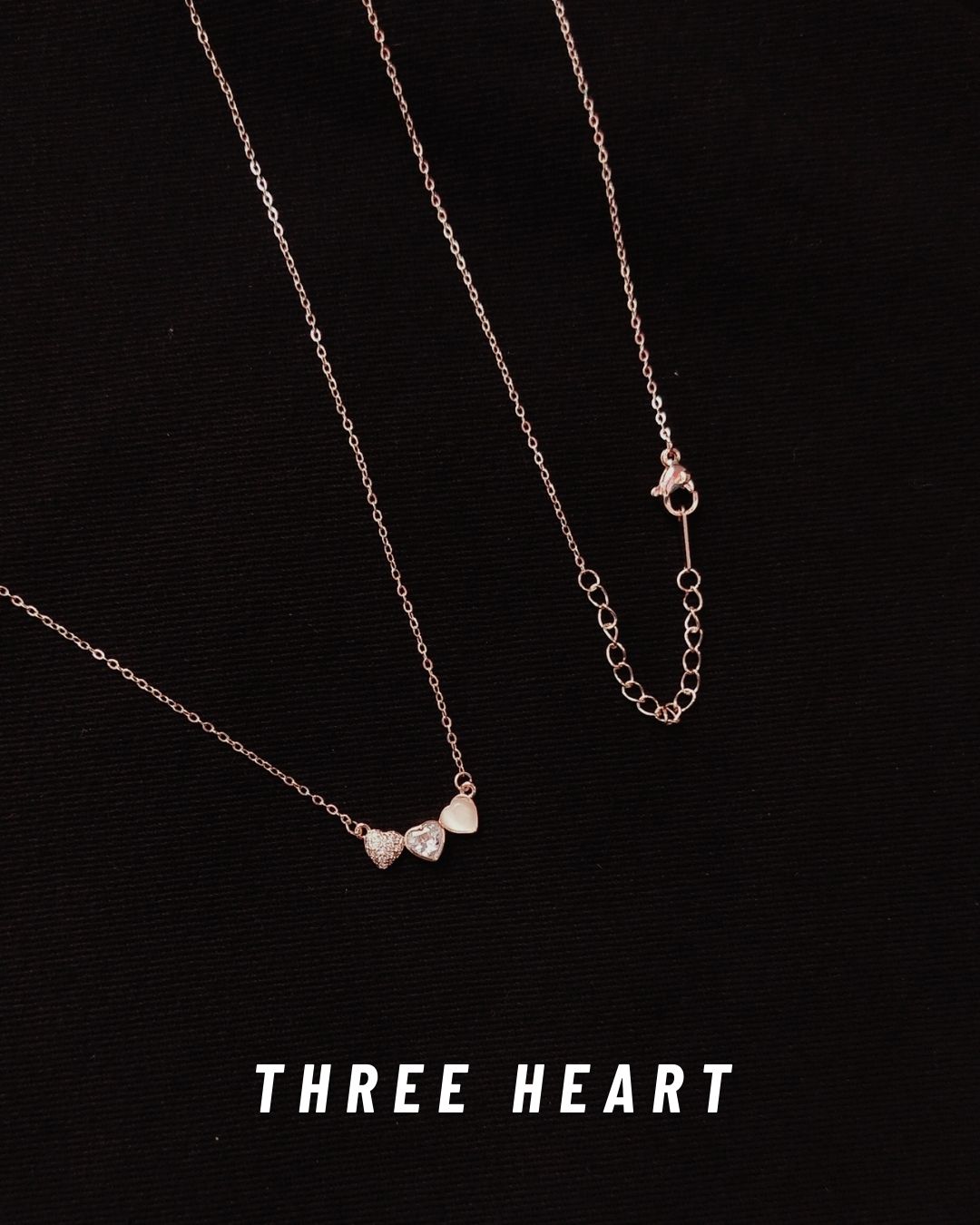 Rose Gold Three Heart Chain
